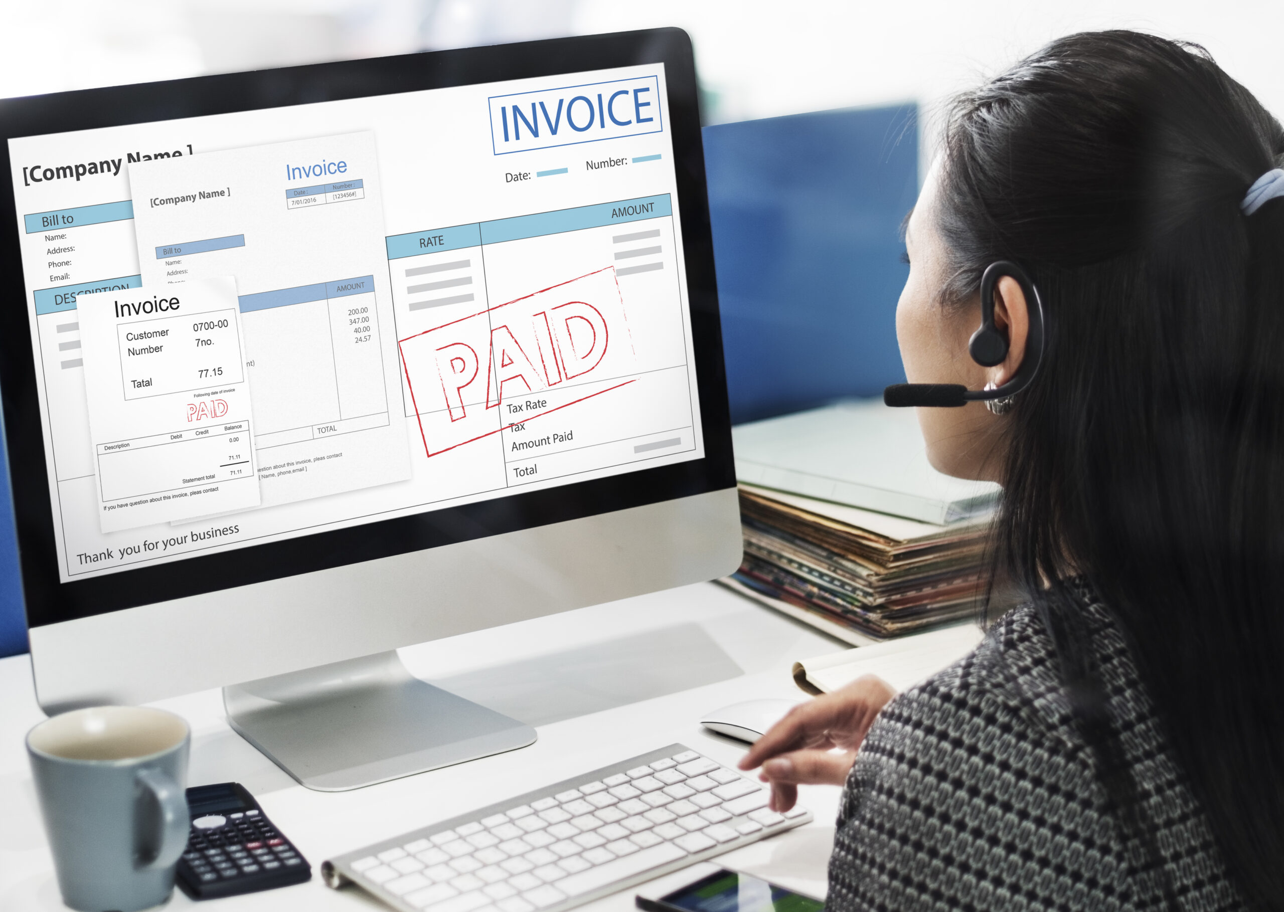 Home invoice bill paid payment financial account concept